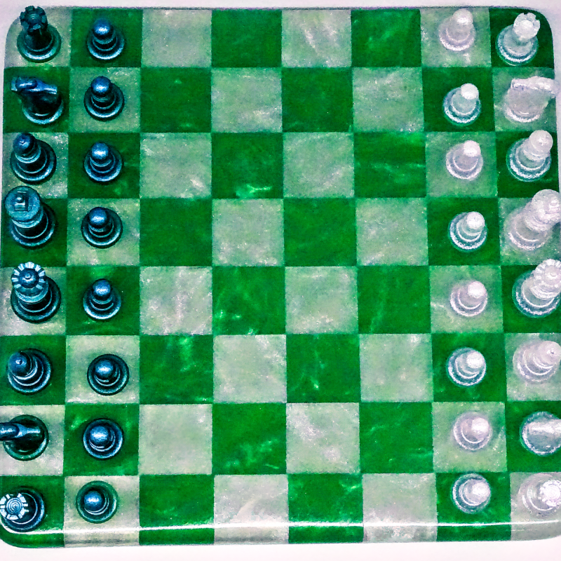 green and white chess board 2